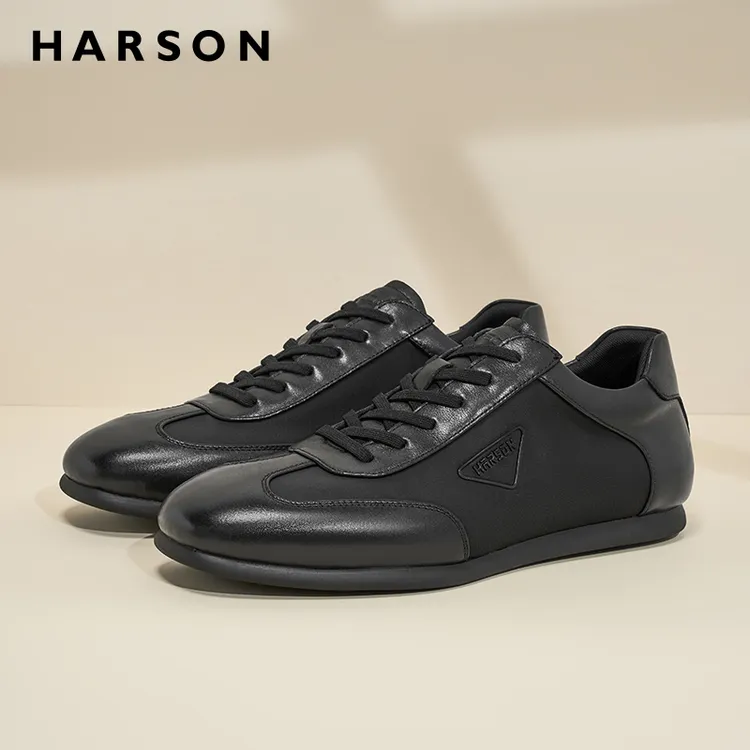 Harson哈森男士春夏秋季真皮头层小牛皮轻便舒适透气户外休闲男鞋