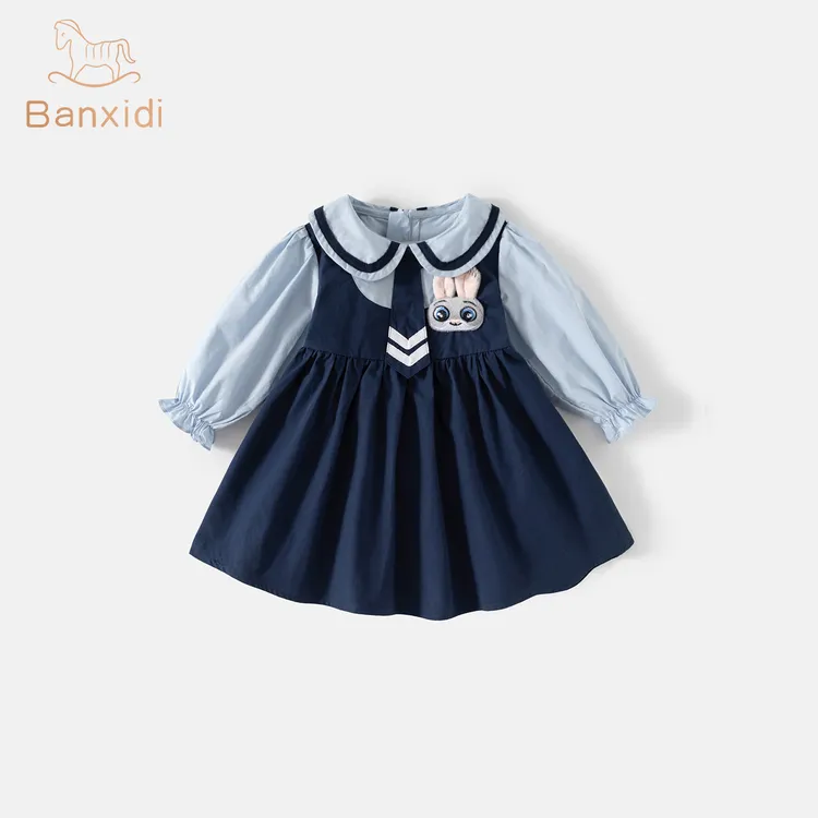 班喜迪女童连衣裙秋装新款洋气宝宝周岁礼服秋冬季儿童学院风裙子