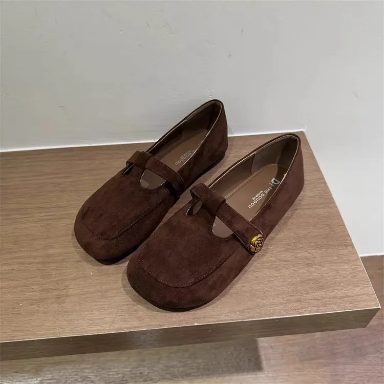 2025秋季新款方头奶奶鞋软底平底玛丽珍鞋女仙女风日系浅口小单鞋