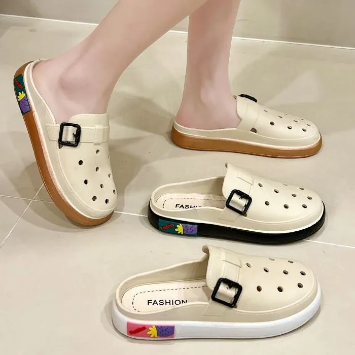 洞洞鞋春秋款拖鞋女外穿网红沙滩鞋软底超轻正品休闲超软包头女鞋