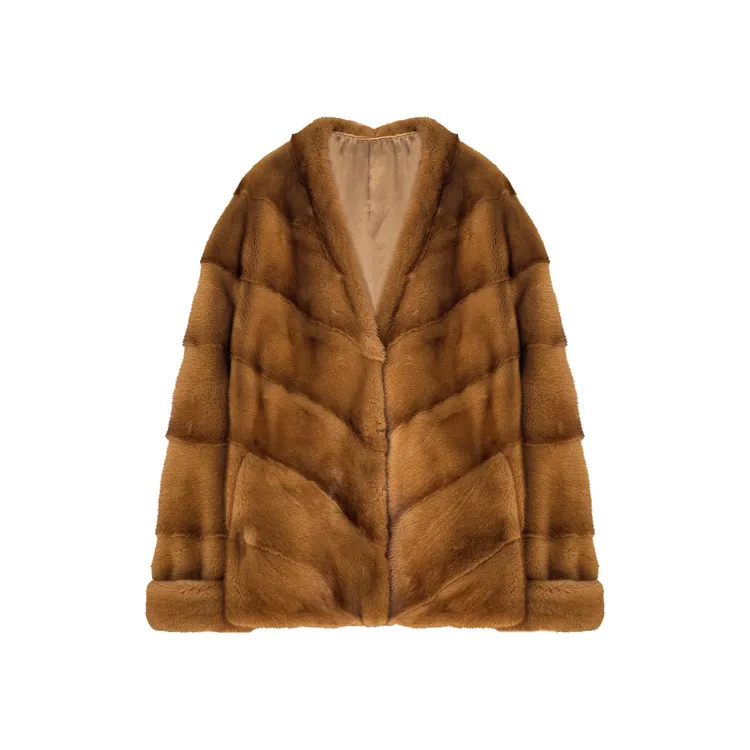 PIPI  歌古丝艳红啡V领皮草外套  常规款   GGS2511JSM9929