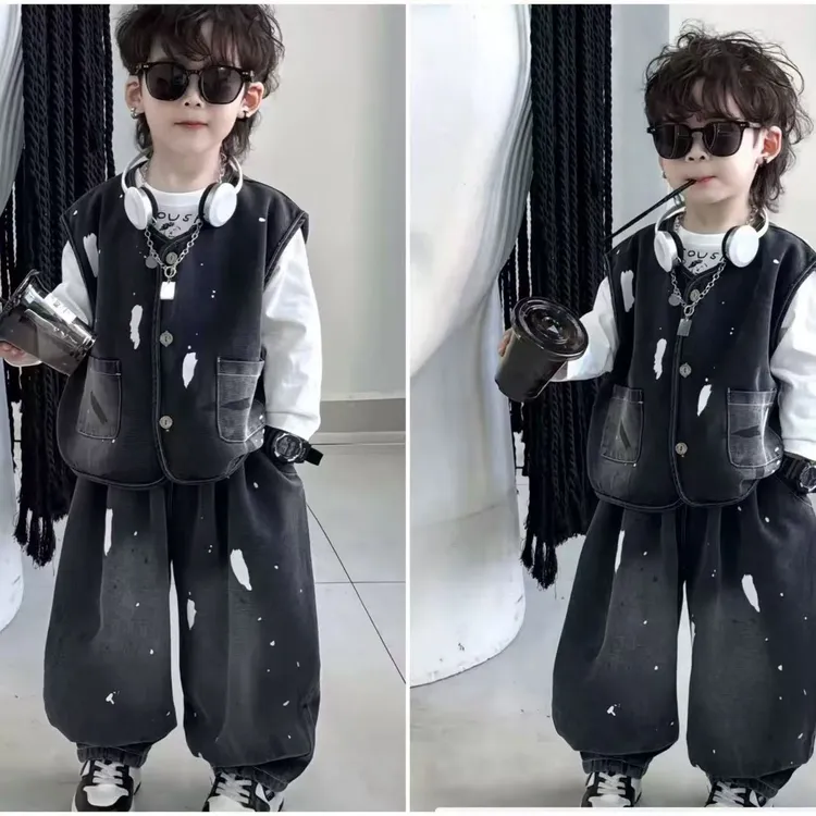 男童春装牛仔套装2025新款中小童春秋季男孩儿童可爱超萌儿童衣服