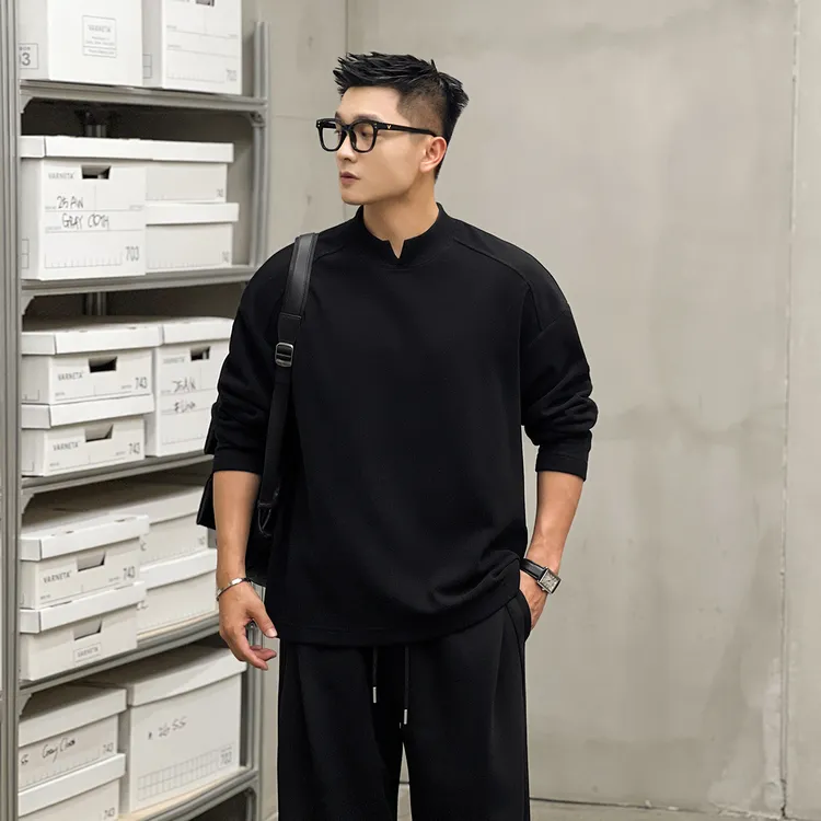 二十二号穿搭【双面德绒小V设计款】冬季保暖显肩宽长袖男内搭打底