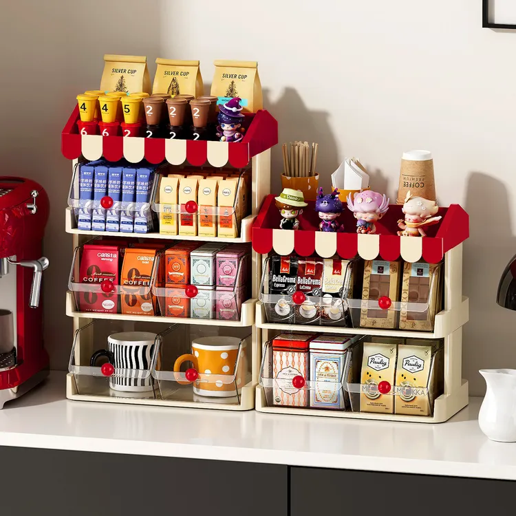 橱明星撞色茶包置物架咖啡液茶叶收纳盒抽屉式分格茶水间储物杯架