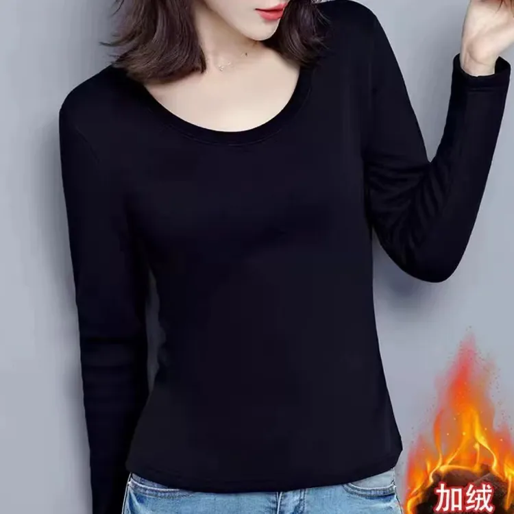 8509款加绒内搭打底衫秋冬通勤舒适女建议80-150内胸大胖姐妹勿拍