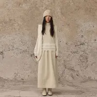 CatalpaLew「雪绒衫」墟生美学粗织绞花毛麻混纺堆领针织衫#C53681