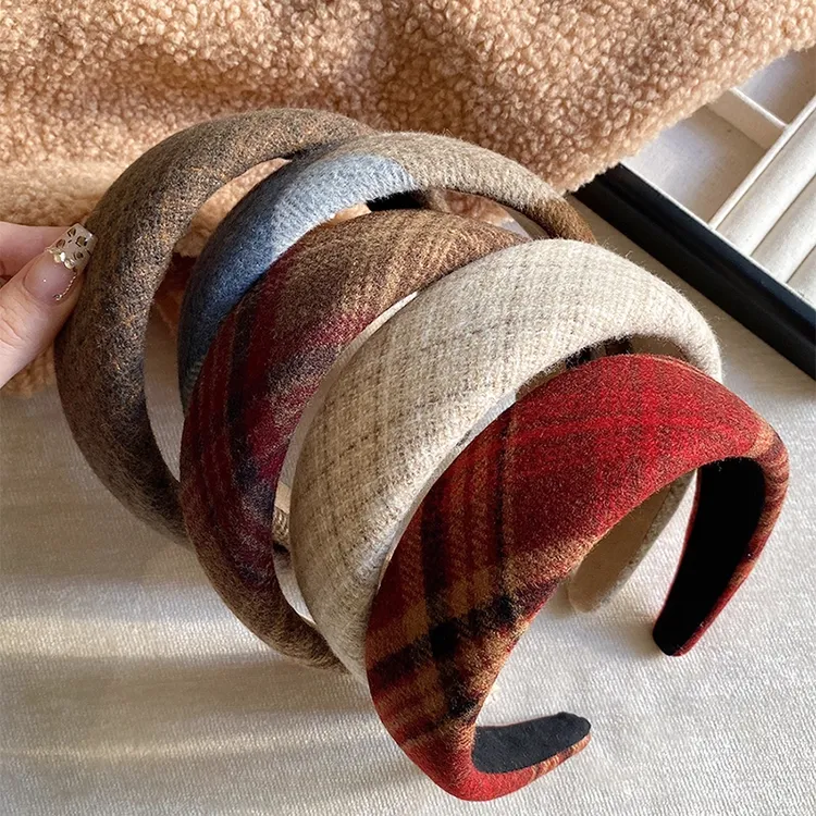 韩国东大门同款格纹宽边学院气质百搭发箍头扣洗脸压发高颅顶头箍