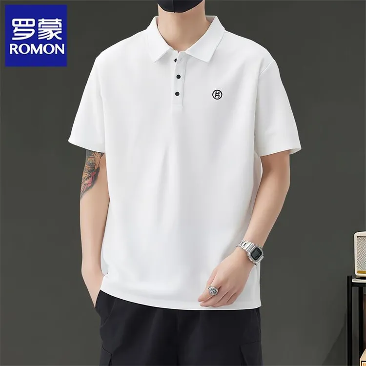 Romon/罗蒙男士休闲polo衫短袖2025夏季新款商务男装翻领上衣t恤