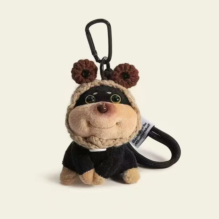 可爱帽子蜜蜂小狗包包挂件毛绒公仔钥匙扣书包可爱挂饰高级玩偶用