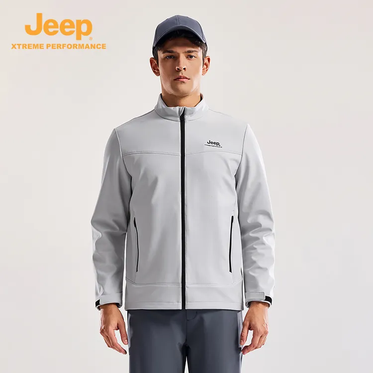 JEEP/吉普户外软壳夹克早秋复合摇粒绒外套男士防风防泼水登山服