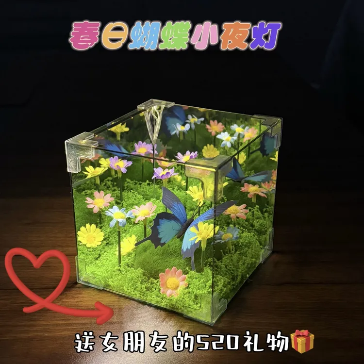 【生日礼物】绿野仙踪春日蝴蝶魔方小夜灯 DIY材料包送女友闺蜜礼物