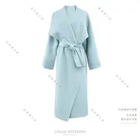 彼得潘大叔《冬街信》法式大翻领100绵羊毛舒适保暖长款毛呢外套