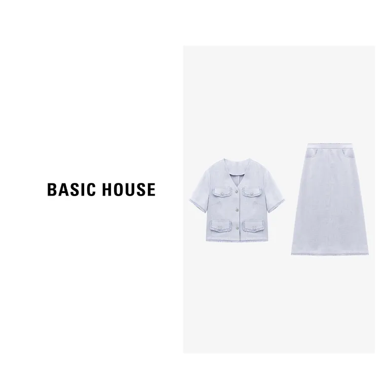 Basic House/百家好夏季新款浪漫小香风西装裙套装-B0625B5CHP2