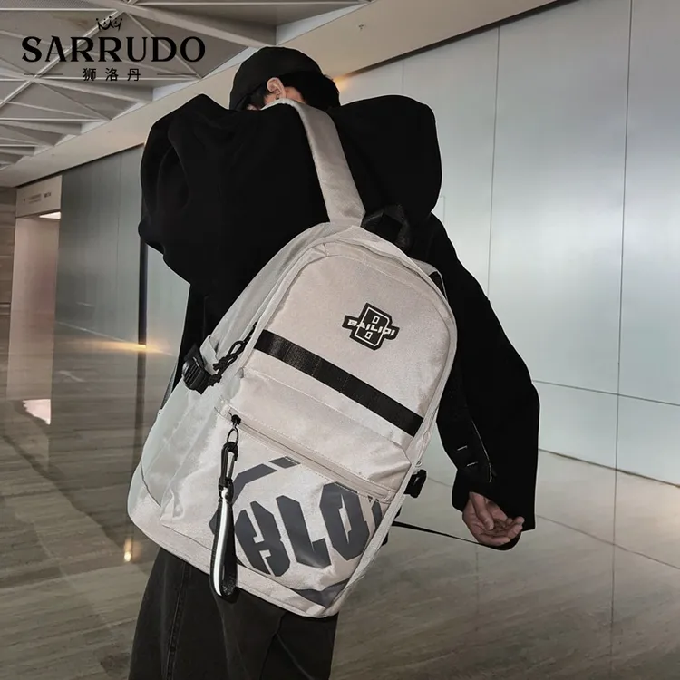 狮洛丹韩版潮流双肩包女男百搭大学生书包初高中轻便时尚森系纯色