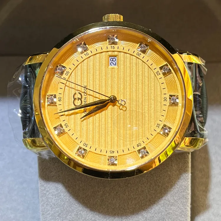 【2024新款上市】圆形金表黄金男士腕表高端进口瑞士石英机芯手表