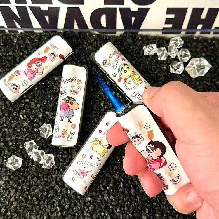 2025新款可爱卡通小新系列创意防风蓝焰直冲铁壳充气高颜值打火机