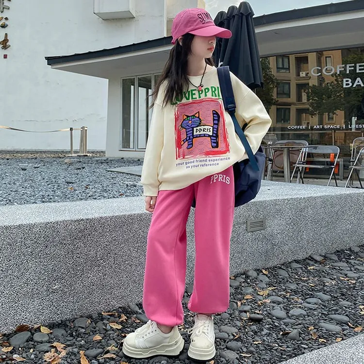 女童秋装卫衣套装2025新款女大童秋季韩版卫裤儿童休闲运动两件套