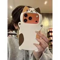 童趣创意硅胶趴趴小花猫适用iphone17promax苹果16手机壳15新款14