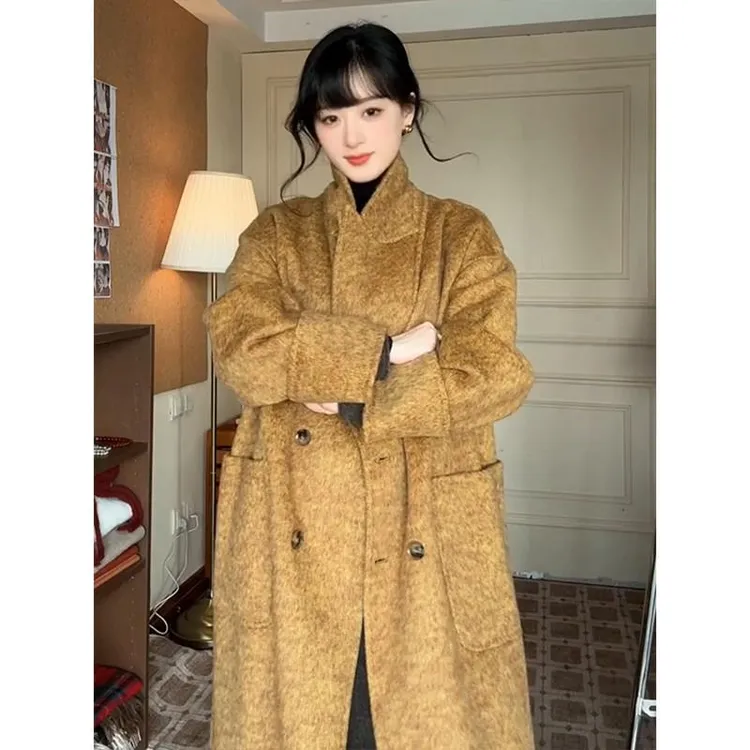 ROUJR LEOK赵丽颖同款超好看的双面大衣女2025冬新款高级感呢子外