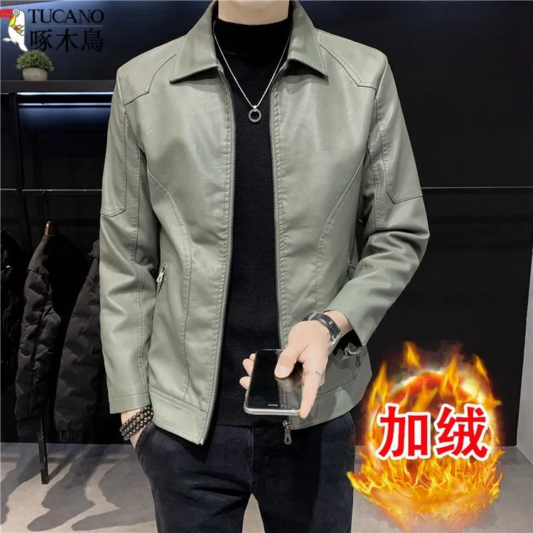 TUCANO/啄木鸟秋冬正品男士时尚外套皮衣修身翻领皮夹克上衣商务