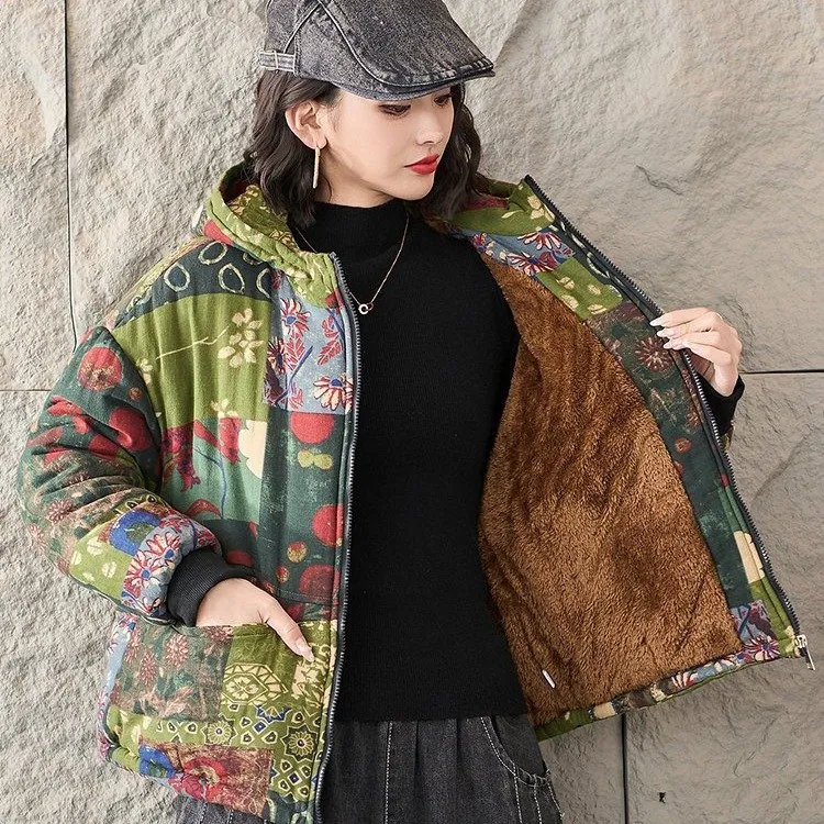 2025连帽长袖不起球保暖棉衣棉服休闲加绒潮流妈妈冬季厚款外套女