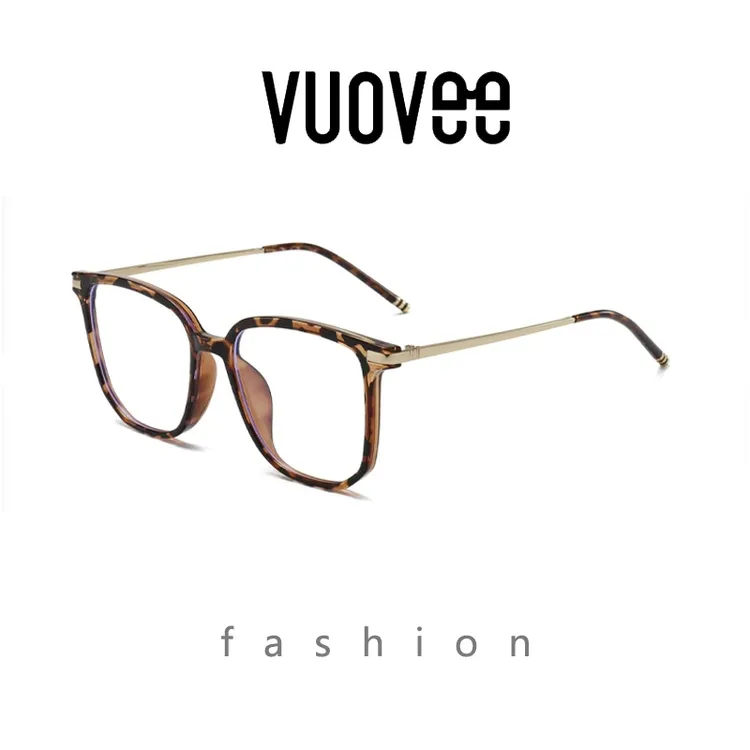 vuovee斯文超轻大框百搭平光防蓝光镜男女百搭时尚素颜眼镜框CZ