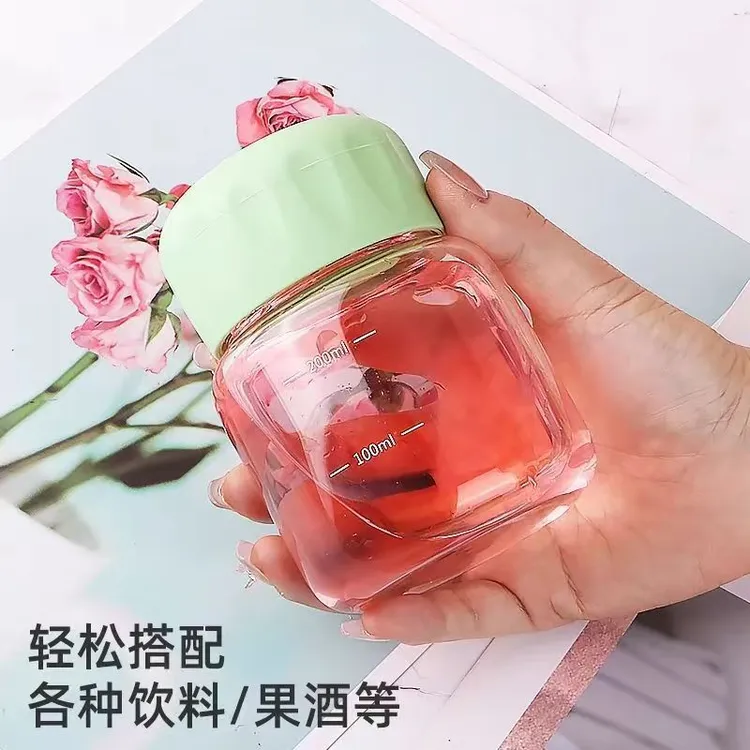 迷你胖胖杯泡奶杯耐高温玻璃杯豆浆杯便携外带刻度玻璃杯