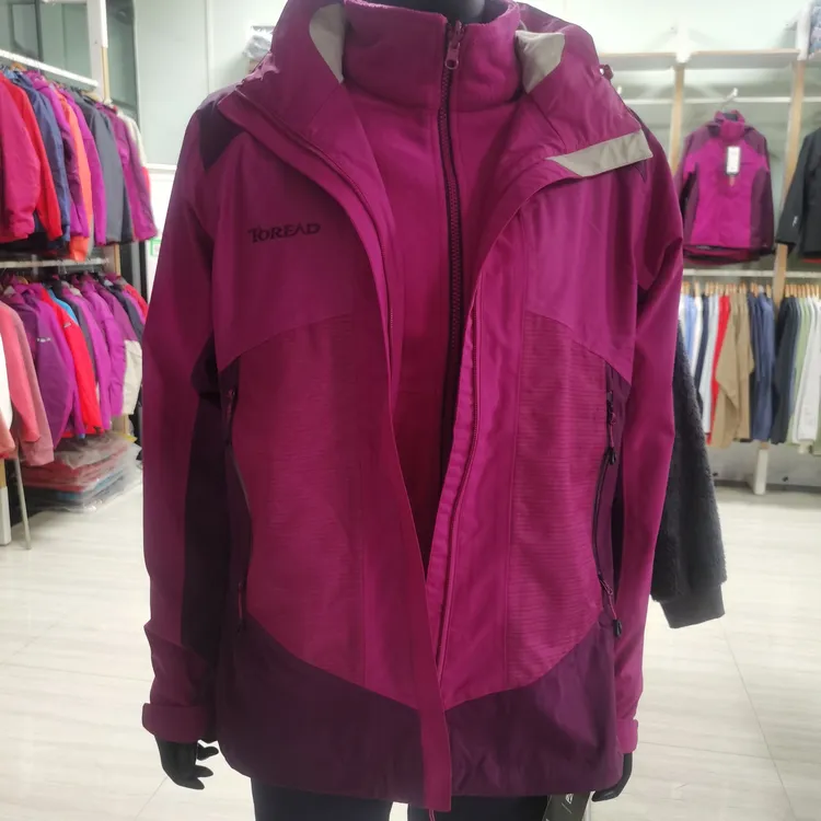 女款秋冬三合一可拆卸加绒加厚防水防风登山冲锋衣外套
