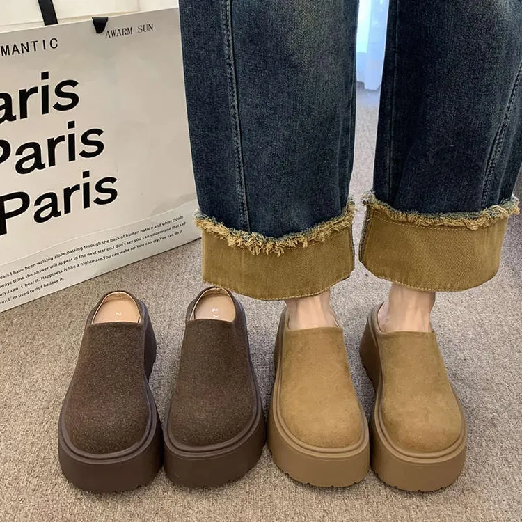 百搭休闲勃肯包头半拖鞋女外穿2025春季新款厚底增高矮子乐穆勒鞋