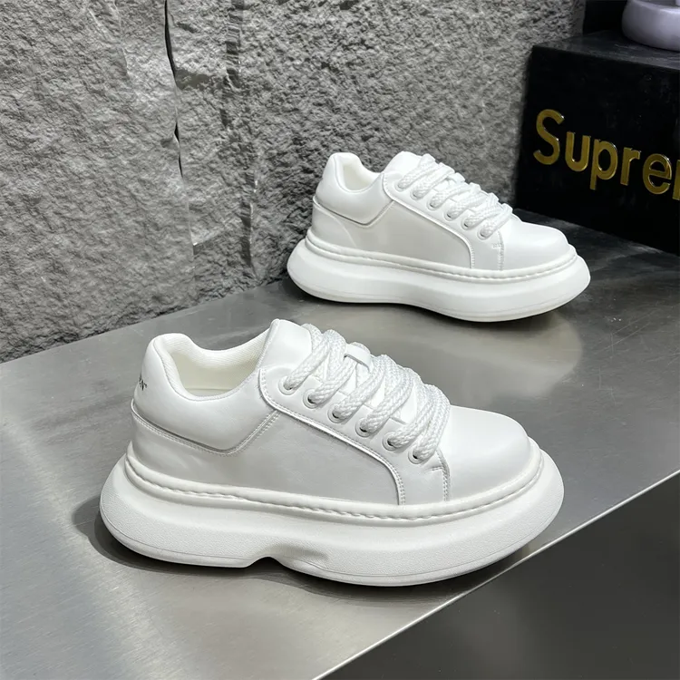 男鞋2026春季新款厚底增高小白鞋男潮流时尚老爹鞋皮面运动休闲鞋