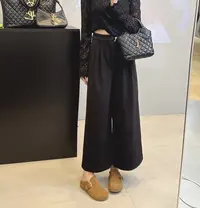 韩版东大门高腰直筒显瘦休闲时尚毛呢阔腿裤