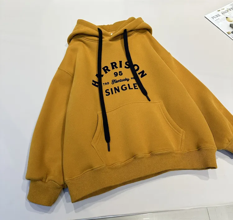 儿童冬装韩范舒适连帽卫衣帅气一体绒印花卫衣    25697