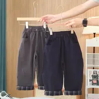 【100%纯水洗棉】男童裤子春秋新款儿童时尚休闲裤中大童秋季弯刀裤