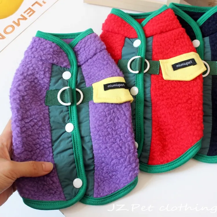 秋冬季宠物服装狗狗猫咪冬天背开羊羔绒两腿衣比熊泰迪小型犬马甲