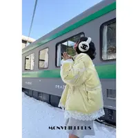 MoNvKiKiPlus8「许个愿」大码微胖公主风蕾丝加厚棉服外套#B719