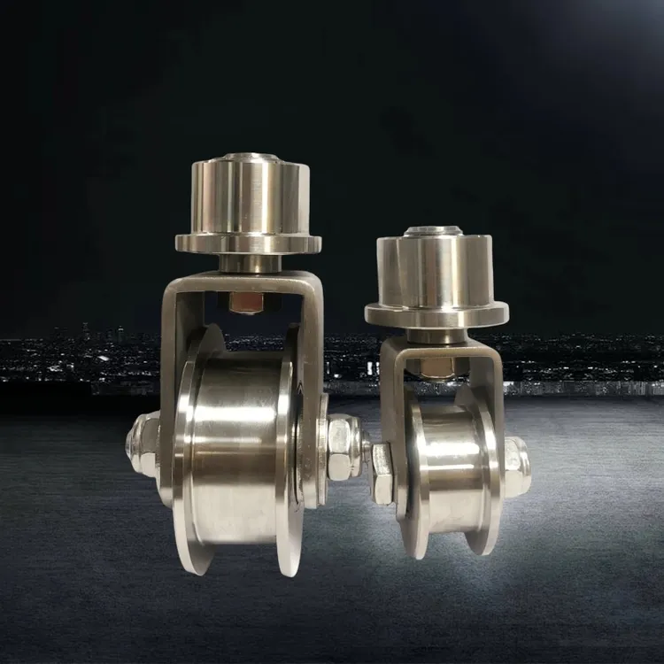 不锈钢轨道滑轮带板旋转万向轨道轮H型起重移门轮钢丝绳定滑轮