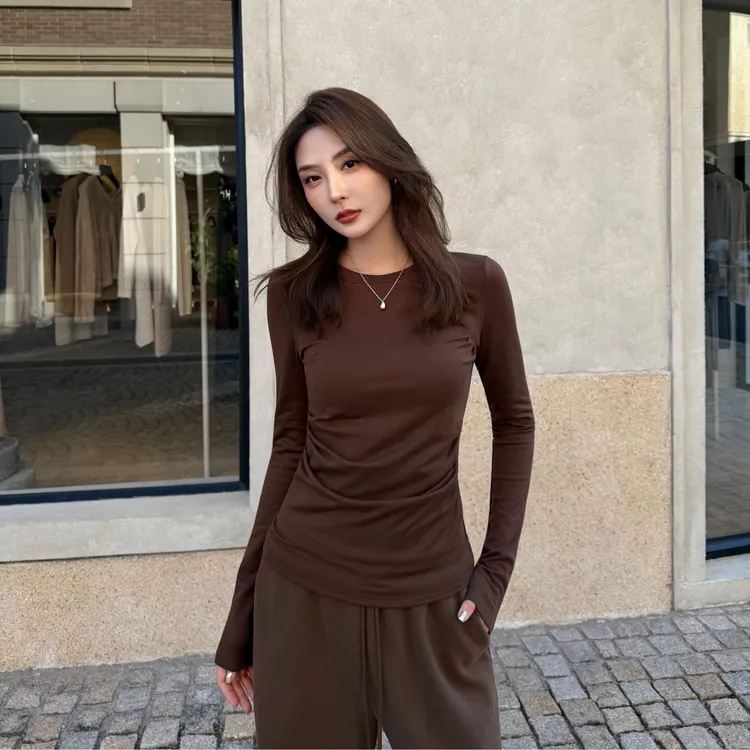 Moprobably李予诺「序势」极简风抽褶显瘦百搭针织T恤L5447078