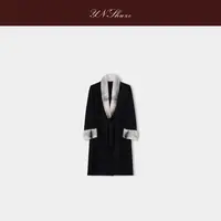 YN-SHUZE【墨玉貂】设计师冬季法式黑色毛呢外套女 SZ-YNB-5086