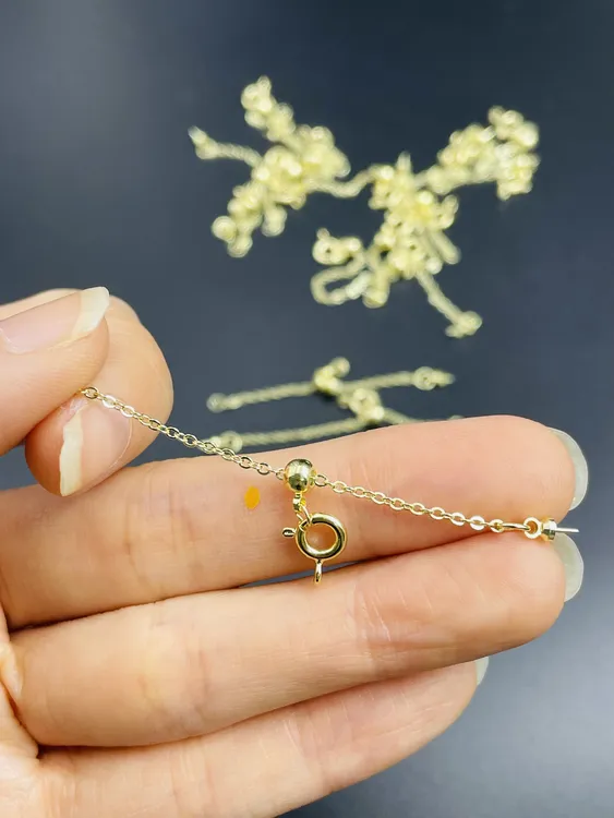 diy饰品配件铜制可调节扣延长链连接片圆扣制作