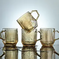 【4只装】欧式简约玻璃杯喝水杯耐热水具轻奢创意带把泡茶杯办公杯