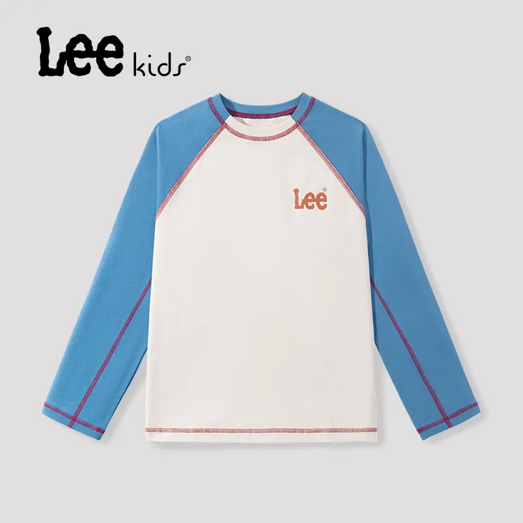 Leekids童装男童长袖T恤春秋款儿童休闲撞色打底衫男孩舒适秋装潮