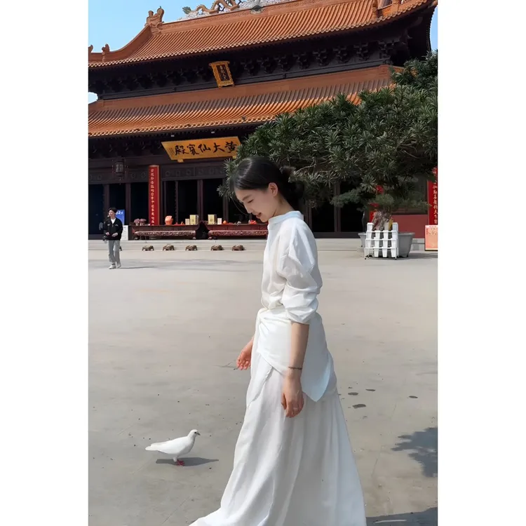 法式小众设计感披肩围裹绑带衬衣高腰褶皱半身裙套装女夏季新款