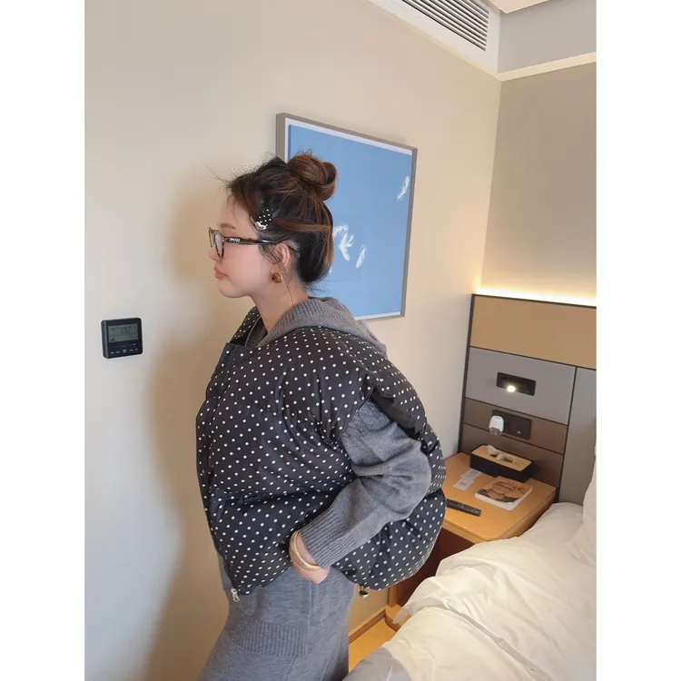 智英欧尼 棉服马甲 【加厚波点秋冬网红洋气炸街女装保暖面包棉服】