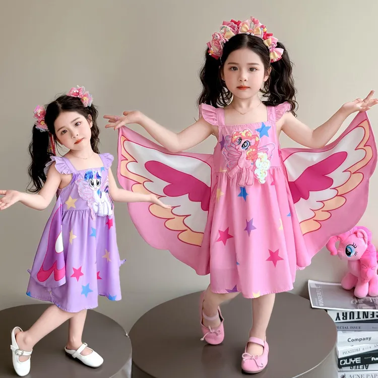 小马宝莉女童吊带连衣裙夏季新款儿童布裙宝宝翅膀公主裙子TZ