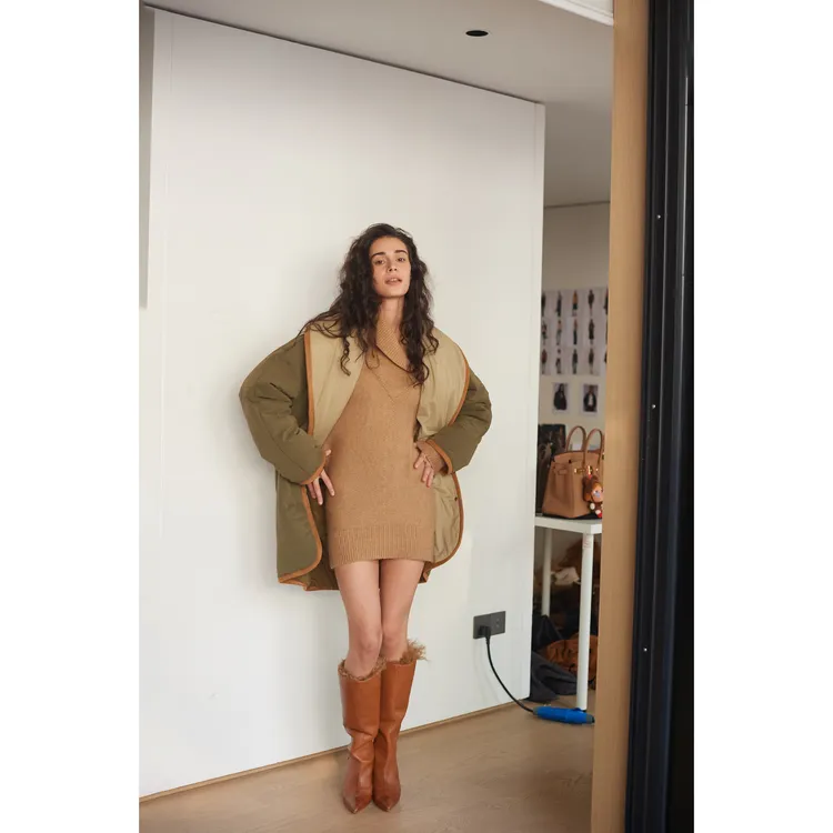 FOREVERCAN“索迪罗”鹅绒服青果领撞色轻暖茧型外套WC57633