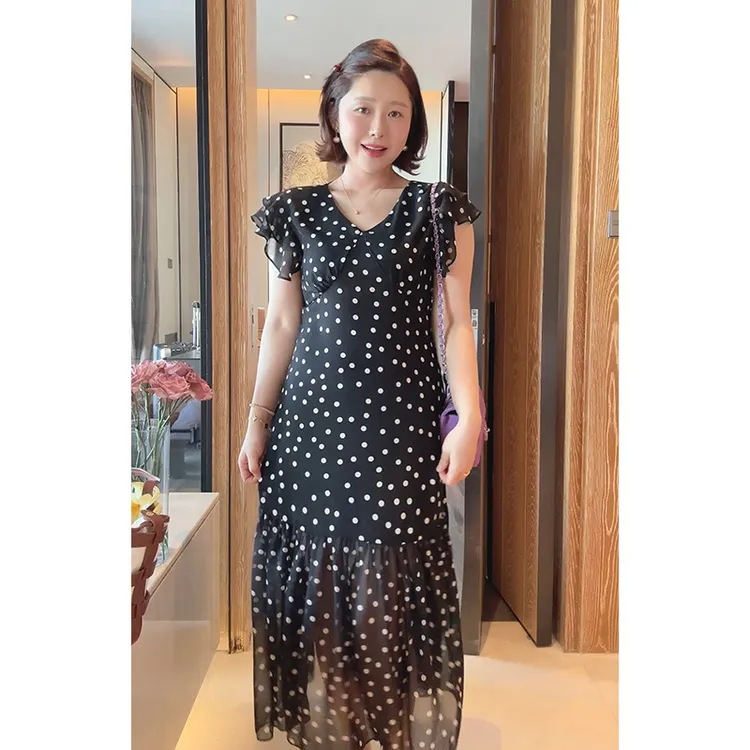 【DIS 现货】【浪漫波调】夏季显瘦优雅收腰波点连衣裙Z525X10338