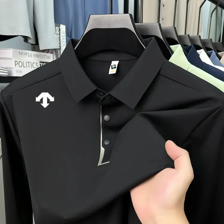 奥特莱斯撤柜丨迪桑家长袖POLO衫男士秋季商务休闲全无痕高级t恤