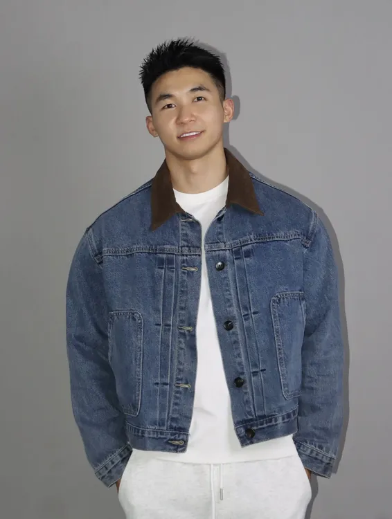 美式摩登复古翻领麂皮做旧牛仔外套男女老钱风宽松百搭短款夹克秋
