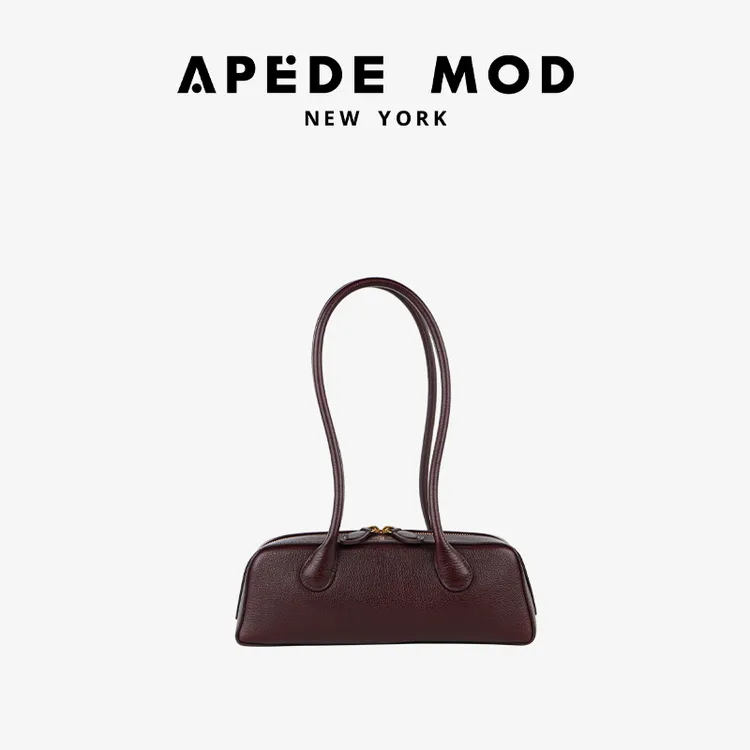 Apede Mod/新年系列跨年礼物酒红色油摔皮保龄球包单肩手提包