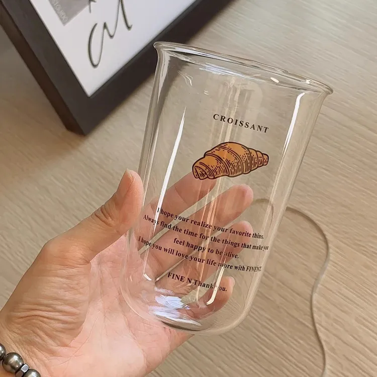高硼硅面包杯早餐杯韩式ins大容量玻璃杯果汁杯牛奶杯咖啡杯早餐